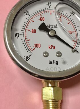 Npt1/4螺纹 耐震真空表 负压表 -100KPA-0 -30in.hg-0 前直径68mm