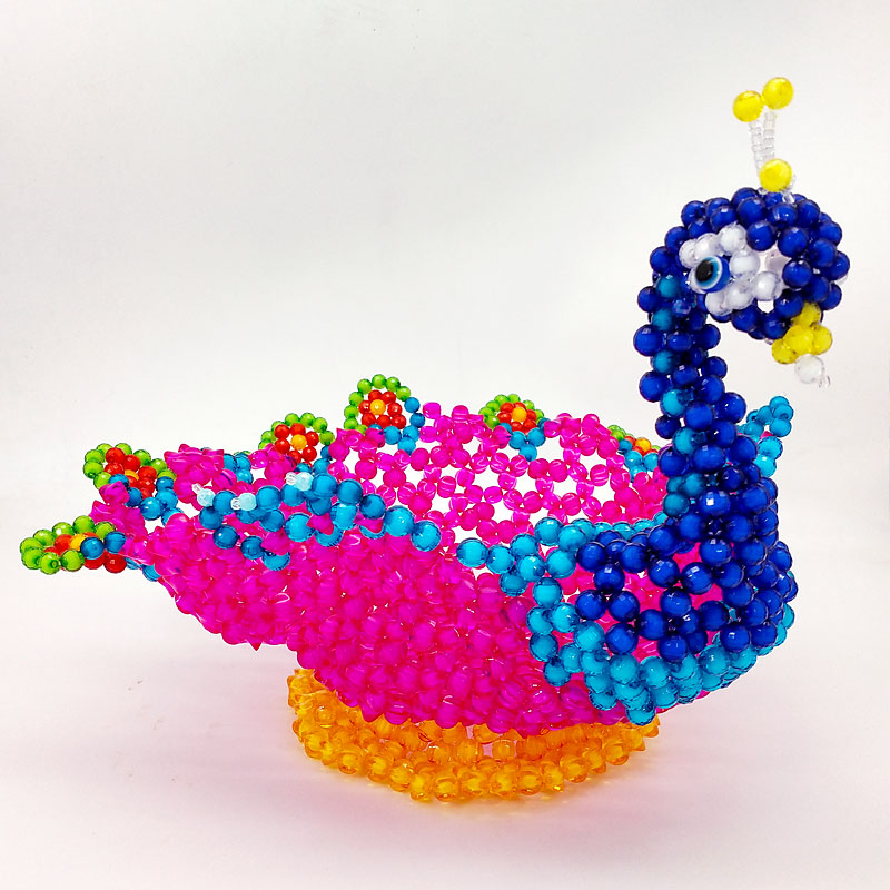 手工串珠孔雀果盘创意客厅茶几家用配饰家居饰品摆件Y果篮收纳成