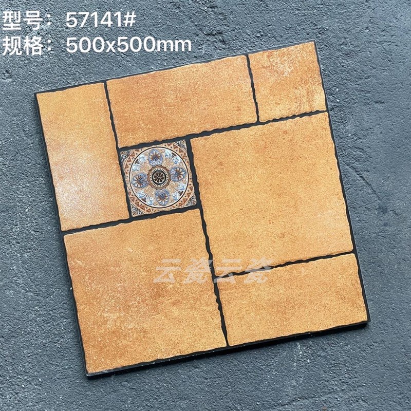 田园风仿古砖400和500瓷砖室外庭院阳台人行过道防W滑耐磨哑光地