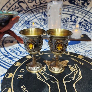 水元素复古圣杯k 纯铜色银色 中世纪欧式开牌祭祀仪式摆件