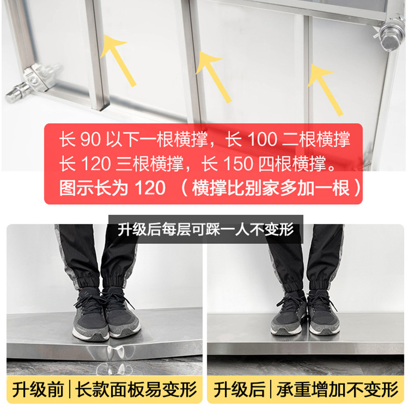 加厚五层304不锈钢置物架厨房放置电器收纳架不锈钢架层架5层货架