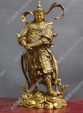 关公韦陀菩萨 热着色仿古纯v铜雕  珈蓝黄铜家居摆件工艺品武财神