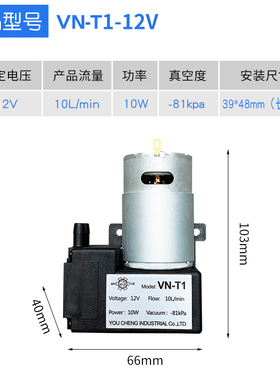 微型真空泵DeC12v有刷直流泵24v220V小型负压抽气吸气泵隔膜泵