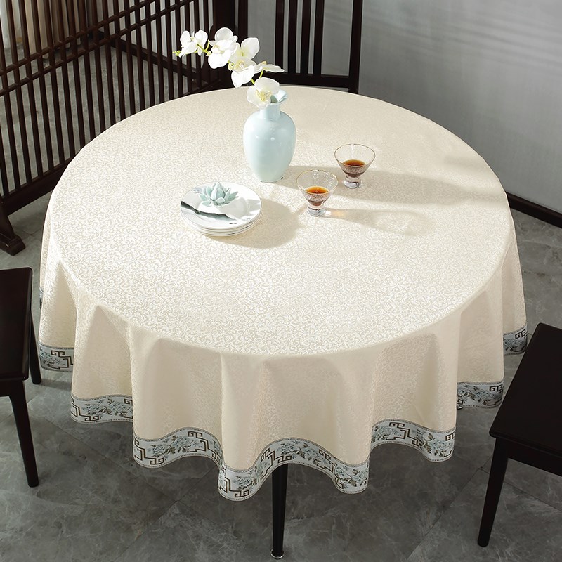 圆桌布防水防油防烫免o洗家用桌罩餐桌布新中式酒店饭店圆桌转盘