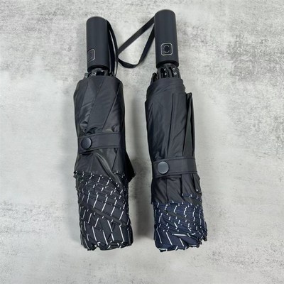 德国重工硬货!复古条纹反向全自动黑胶绅士男女晴T雨防风折叠雨伞