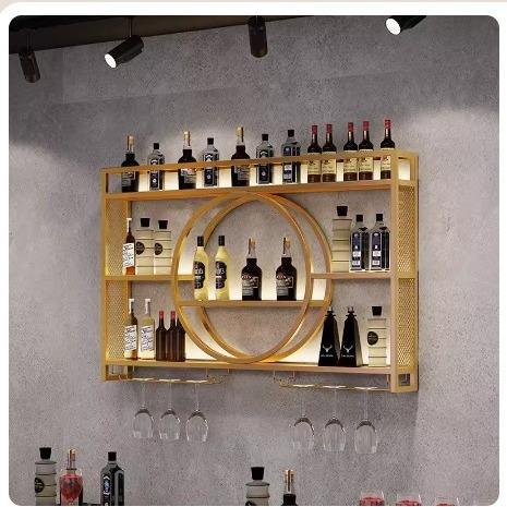 吧台酒架铁艺壁挂式酒柜置物架子爆款展示架客厅酒吧餐厅装饰挂墙