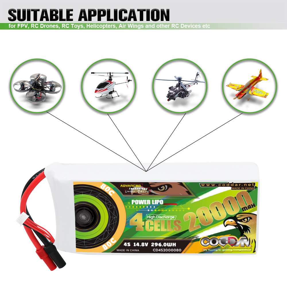 CODDAR鹰氪20000MAH 4S 14.8V 80C航模植保机10寸13寸穿越机锂电