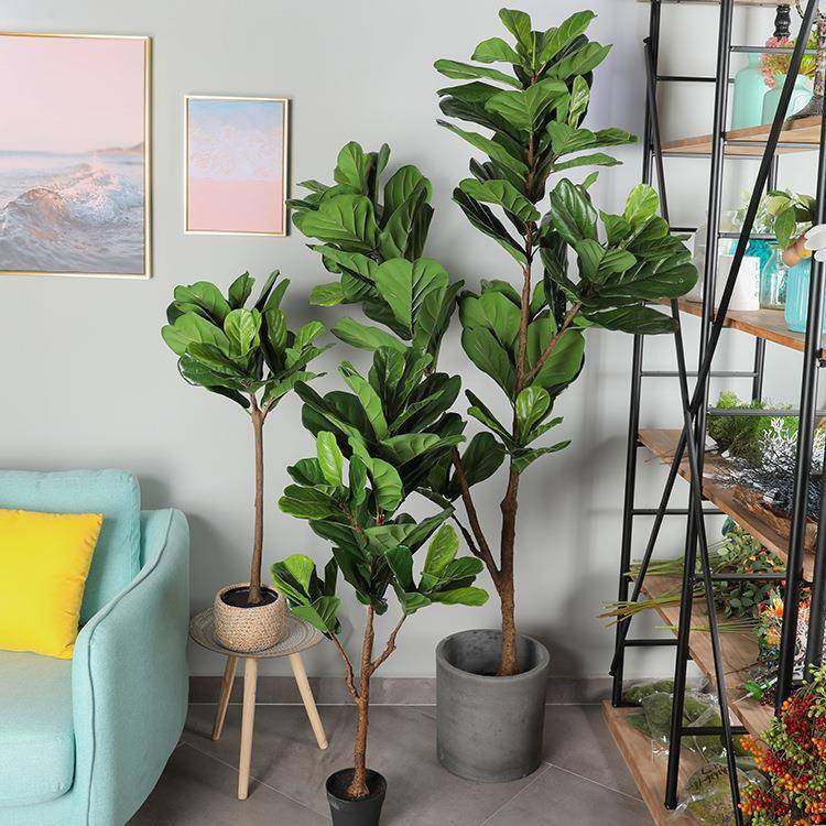 厂家直销北欧大型仿真琴叶榕盆栽 客厅家居仿真假花摆件