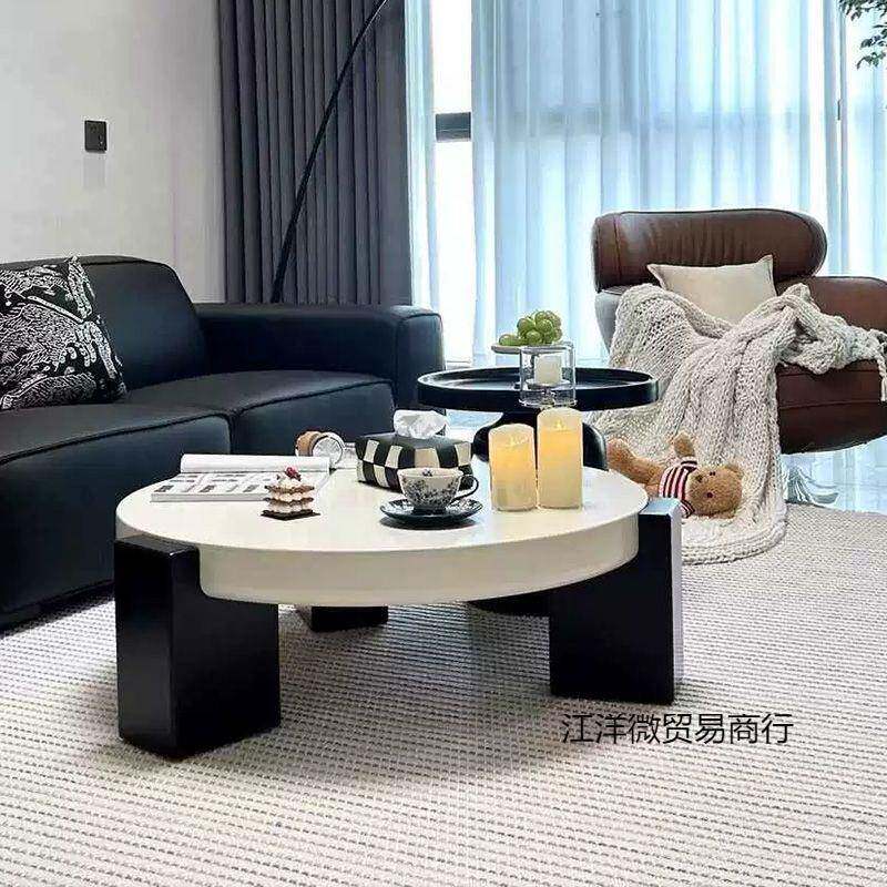 新款奶油风小户型茶几客厅现代轻奢简约公寓家用圆形创意组合