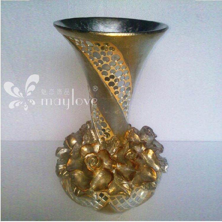 新款玫瑰花花瓶花插 欧式花插花盆花盘 时尚氧化镁花瓶家居饰品
