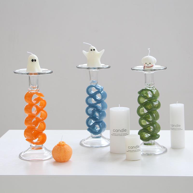 厂家直销北欧风彩色烛台摆件婚礼节庆酒店软装轻奢创意居家装饰品