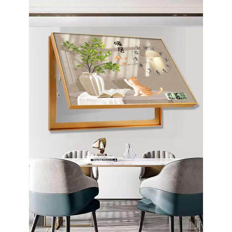 万年历电表箱装饰画新款带钟表免打孔轻奢高级感遮挡配电箱画