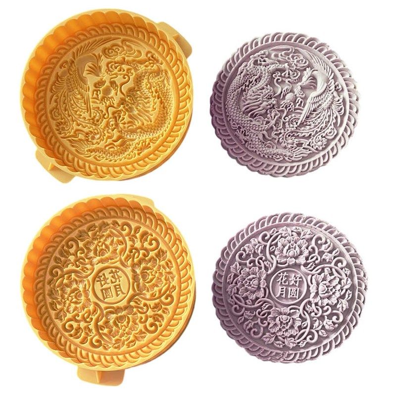 250g500g中式月o饼模具花好月圆龙凤呈祥广式半斤一斤手压式月饼