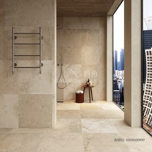 侘寂复古莱姆石瓷砖600x600仿古地砖客K餐厅卫生间民宿防滑室内外