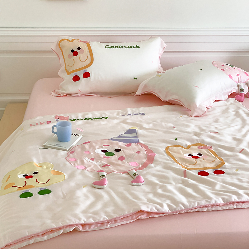 【富山草莓】夏天卡通曲奇饼干80支G天丝夏凉被四件套凉感空调薄
