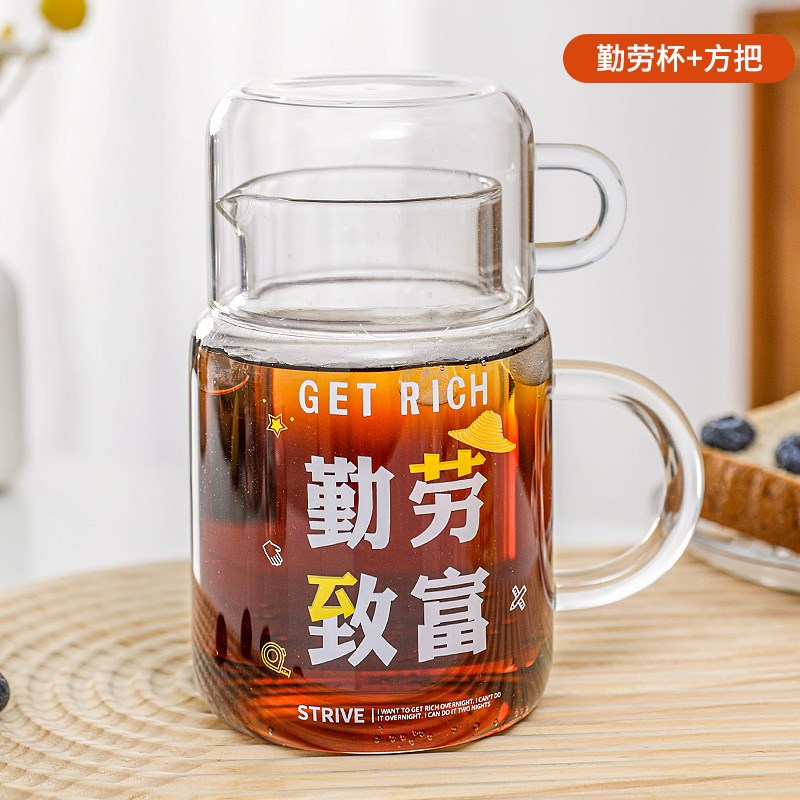 水杯耐高温泡茶杯茶水分p离玻璃喝水杯子女咖啡杯大容量800ml带盖