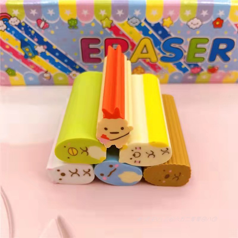 卡通角落团子造型橡皮擦学生长条可切片橡皮M墙角生物长条橡皮文