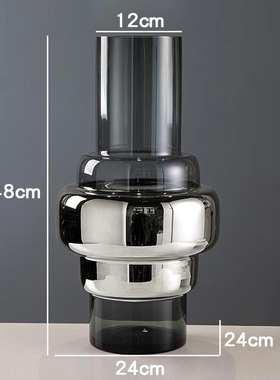 简约轻奢售楼处柜台客厅装饰品透绿色H大号多层直筒玻璃花器插花