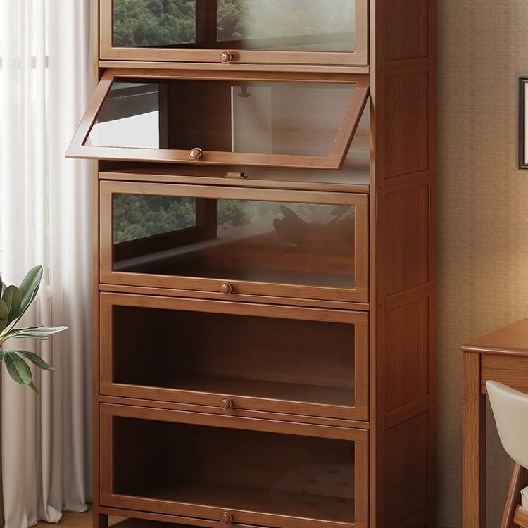 书架置物架落地书柜储物柜一体靠墙收纳家用实木带门防尘展示柜子