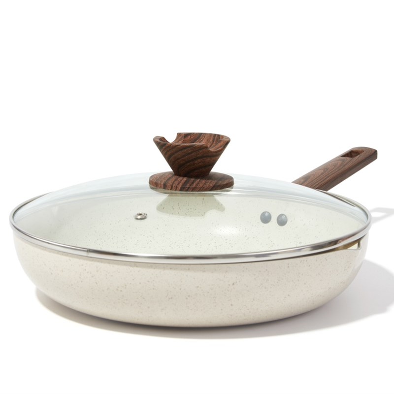 多尺寸麦饭石不粘锅22/24/26/28/30cm无油烟平底锅电陶Z炉燃气通