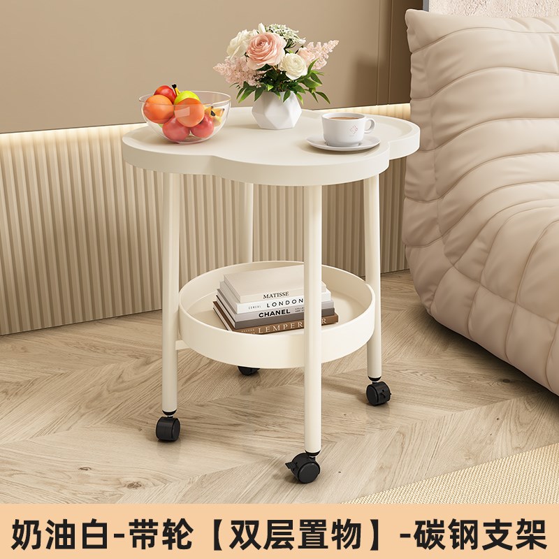 茶几沙发边几可移动卧室床头柜奶油风小桌子简约现代X床边柜置物