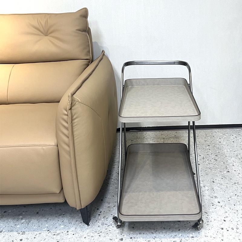 意式极简可以移动边几侘寂风简约轻奢小推车马鞍皮沙发边桌小茶几