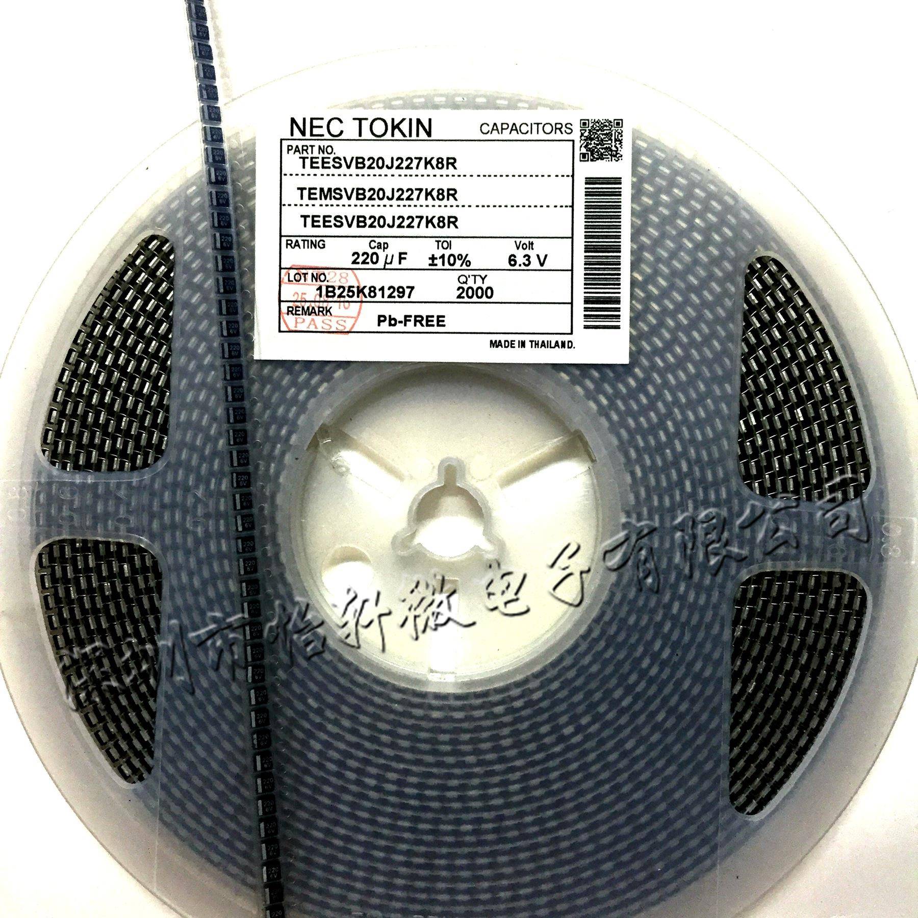 贴片钽电容220UF 6.3V B型3528 10% TEESVB20J227K8R黑色NEC