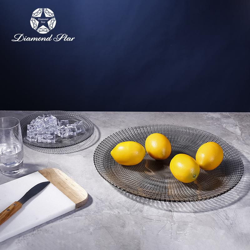 钻石星 创意轻奢玻璃装饰果盘 水果零食干果客厅茶几收纳盘装饰品