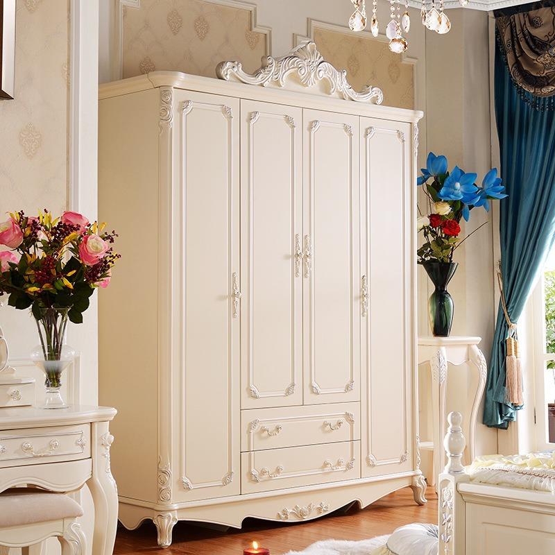 欧式衣柜衣橱法式板式卧室四门实木大衣柜子工厂衣柜收纳