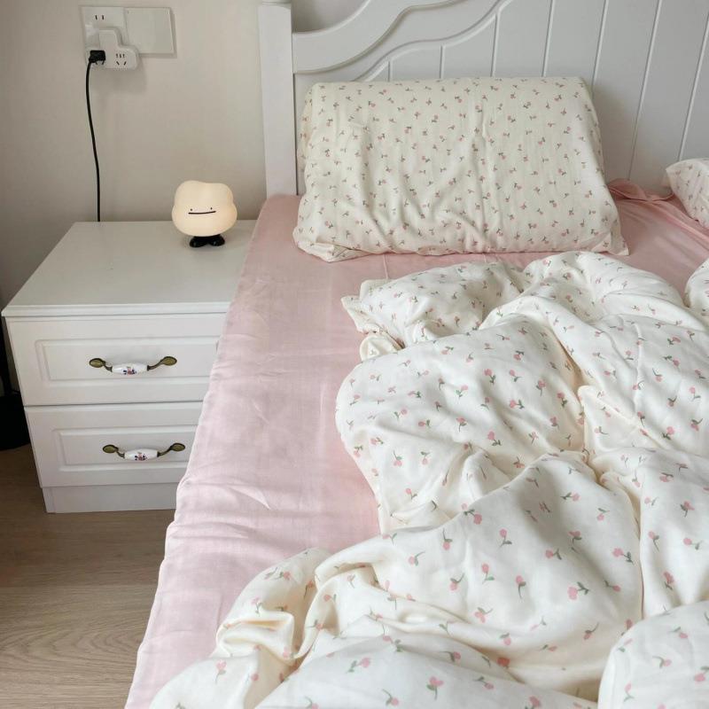 A类裸睡ins水洗棉学生宿舍三件套非双层纱床单床上四件套用品