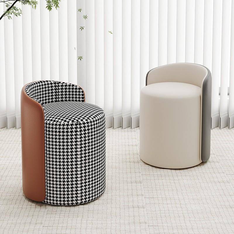 奶油风仙女梳妆台凳子化妆凳家用女生卧室轻奢简约感美甲圆凳