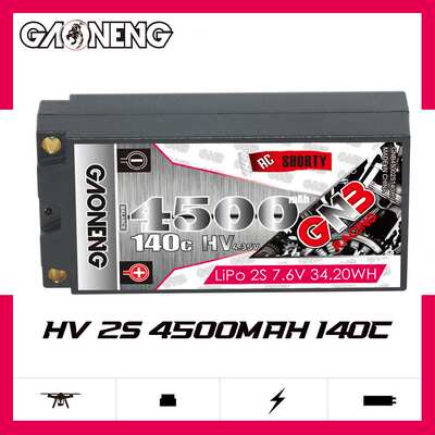 GNB高能4500mAh 2S 7.6V 140C 1/12漂移竞速大脚越野硬壳锂电池HV