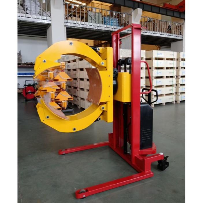 普尔夫半电动夹抱叉车抱夹机纸卷油桶自动夹紧电动升降翻转倒料车