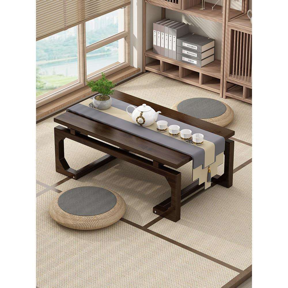 飘窗桌子家用炕桌榻榻米实木小茶几卧地坐地矮桌床上电脑学习桌子