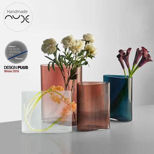 波光潋滟 土耳其NUDE迷雾系列水晶玻璃花瓶艺术玻璃花器客厅花插