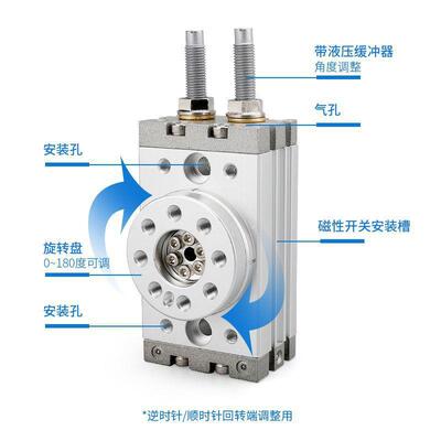 90度180度气动HRQ摆动旋转气缸MSQB-3A7A10A20A30A50A70A100A200A
