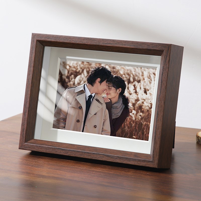 中空相框摆台高级感加打印洗v照片做成六78寸木质玻璃摆件空框定