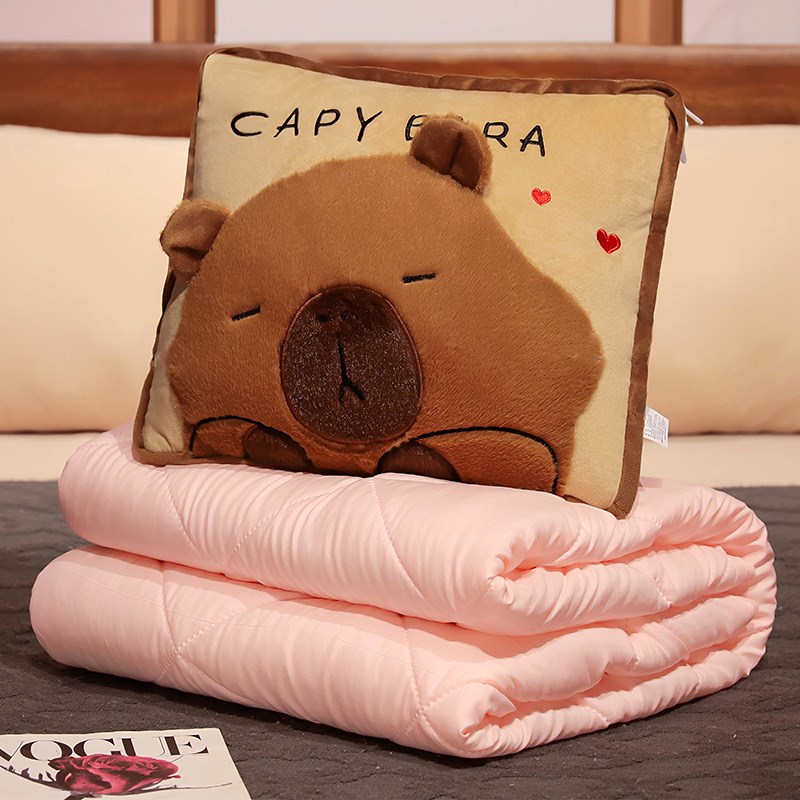 卡皮巴拉抱枕被子两用办公室午睡毯子二合一枕头车载被Z夏凉被靠