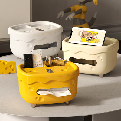 纸巾盒客厅高档轻k奢客厅奶酪摆件床头遥控收纳多功能茶几抽纸盒