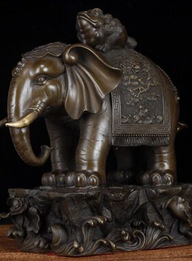 摆件办公室铜象铜象工艺品纯铜大象饰品客厅金蟾家居大号蜍上客厅