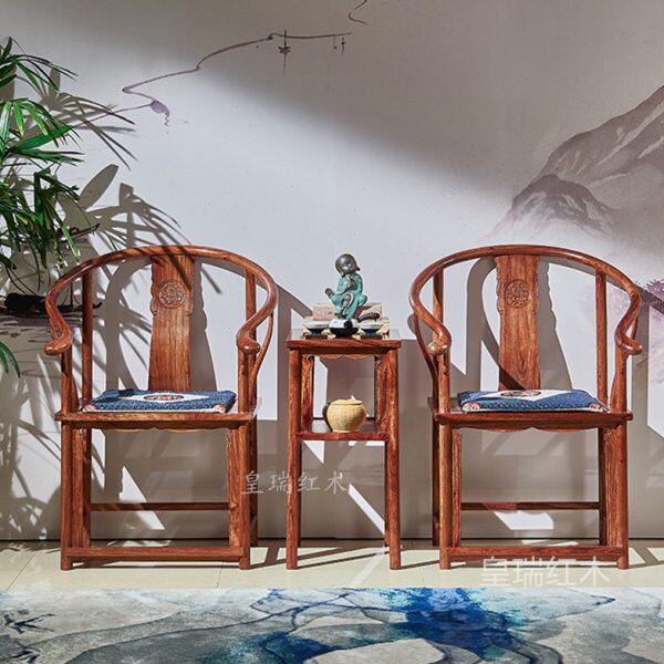 国标木刺猬花梨椅围中式茶桌圈椅红木太师椅三件套紫檀