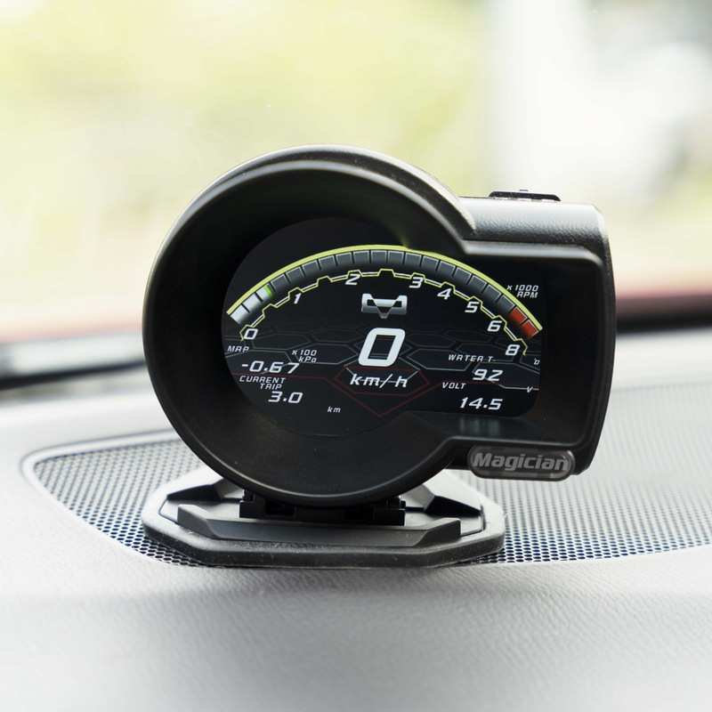 魔术师obd液晶仪表 汽车改装F835多功能转速水温车速F8涡轮表数显
