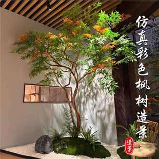仿真绿枫树鸡爪槭假树景观天井橱窗软装造景植物组合绿植装饰摆件