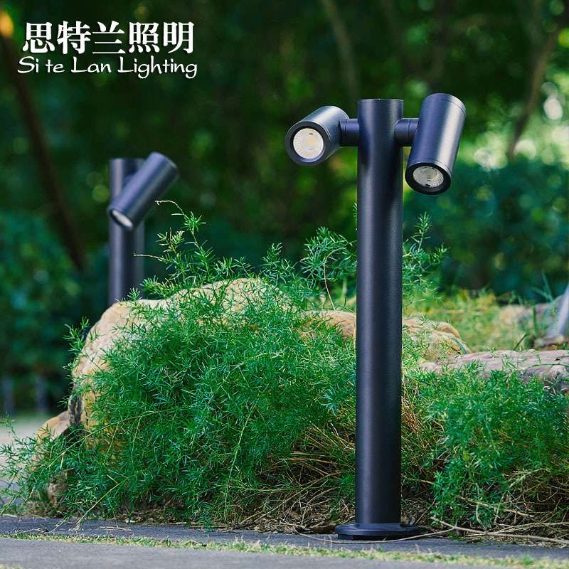 草坪灯户外防水花园别墅庭院高杆景观灯室外现代草地旋转双头射灯