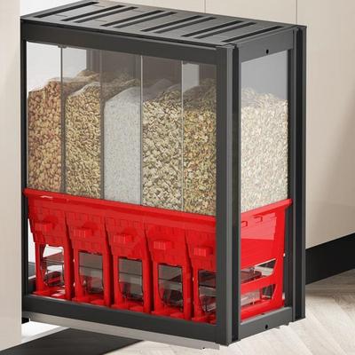 米箱厨房橱柜嵌入式功能计量式米桶太空铝合金拉篮家用米箱抽拉式