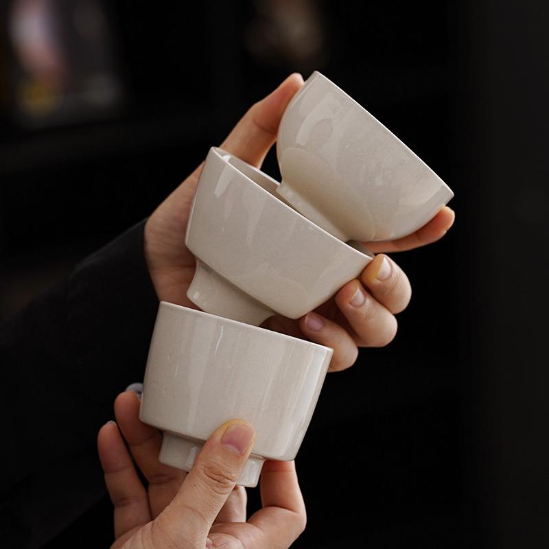 草木灰陶瓷茶杯简约主人杯复古单杯大容量150ml创意个性定 制