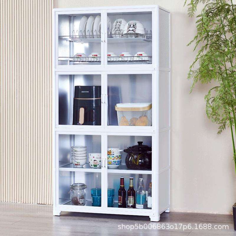 碗柜家用农村厨房橱柜收纳柜子出租房简易铝合金储物柜现代放碗柜