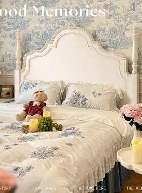 法式实木床复古白色安娜床现代简约主卧.双人奶油风美式公主