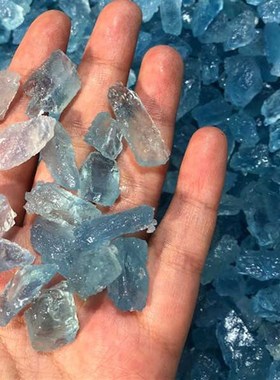 坦桑尼亚海蓝宝15-25mm高冰透原石吊坠R矿石标本蓝色水晶