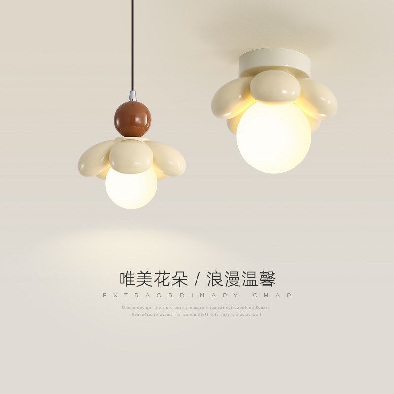 走道灯走廊简约i创意奶油风花朵装饰浪漫温馨卧室床头灯玄关壁灯